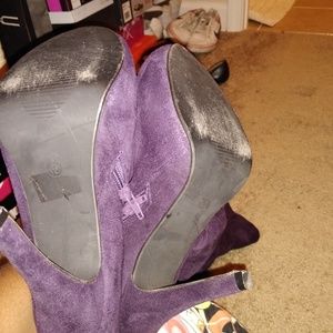 Thigh high purple boots